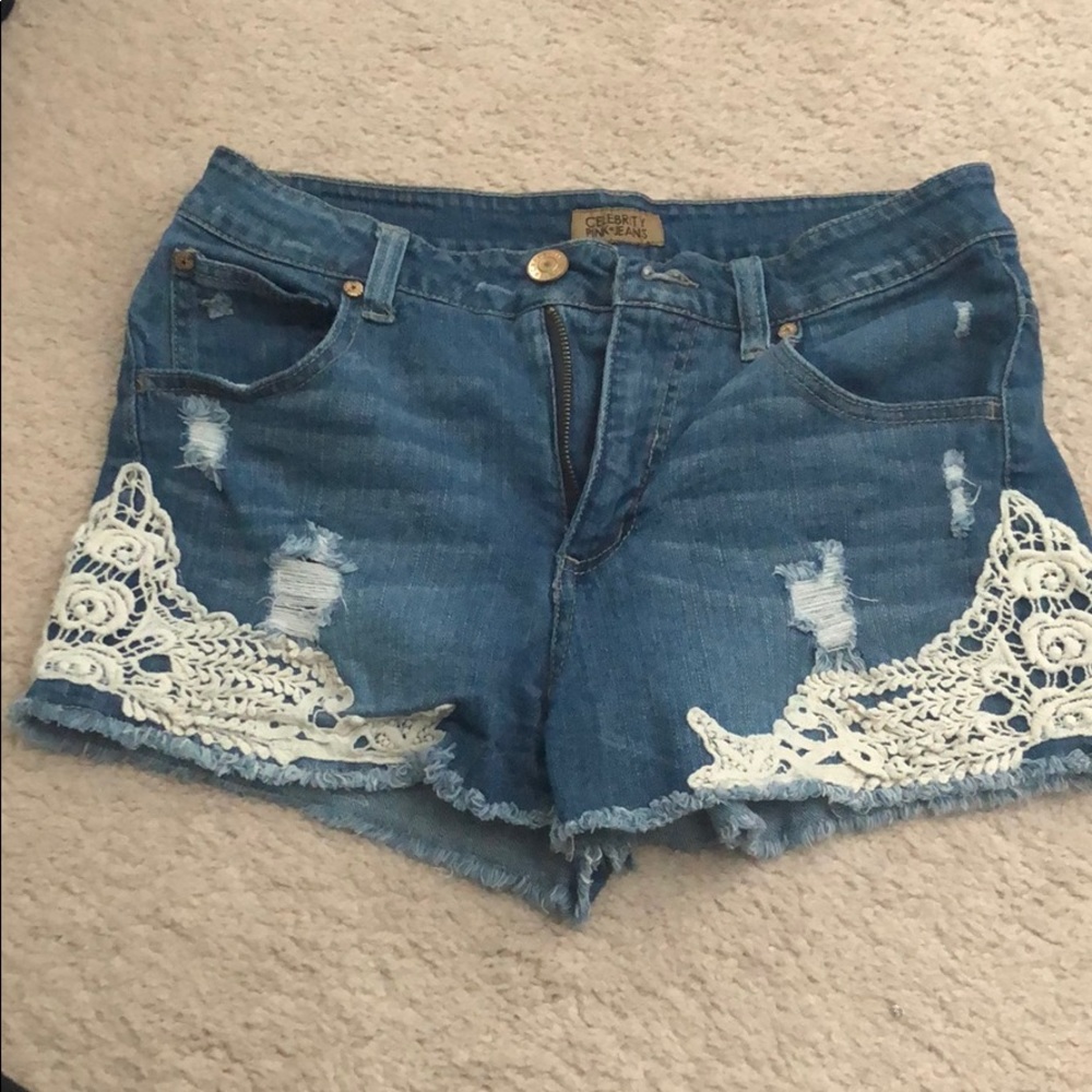 Celebrity pink jean shorts